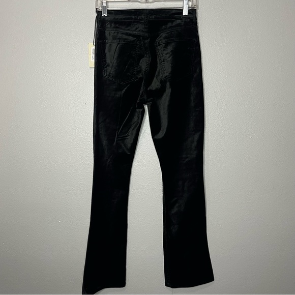 Agolde Nico Bootcut Highrise Pants Women 24 Beetle Black Zip Velvet Feel NWT - Picture 8 of 9